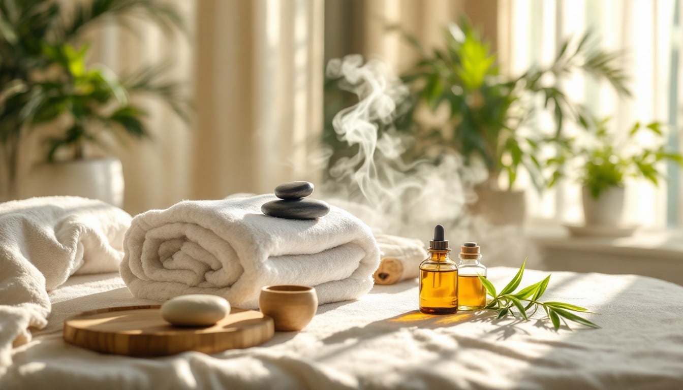 Massage Table with Towels